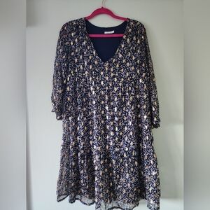 Floral Navy and Gold Dress